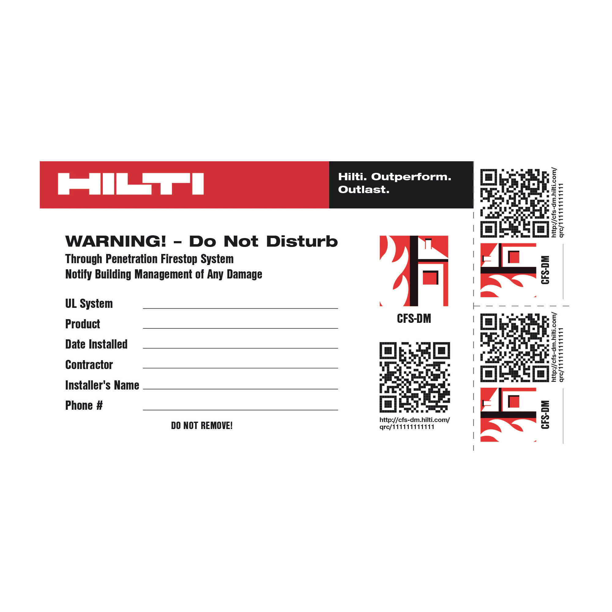AIH Alaska Industrial Hardware HILTI 3517802 FIRESTOP IDENTIFICATION