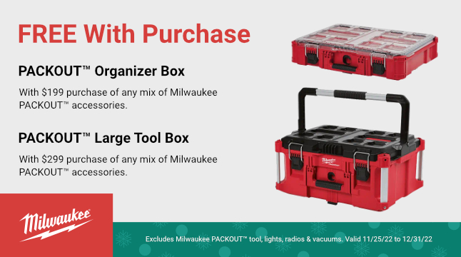 Milwaukee Free wit Purchase PACKOUT